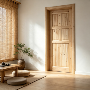 Puerta de Madera Maciza de Abeto sin Pintar para Remodelación de Viviendas Residenciales - Product Image 1