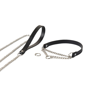Collar de Cuero con Cadena de Metal, Correa de Acero, Juguetes Sexuales para Adultos, Bondage, Coqueto, Erótico, <span class=keywords><strong>Kinky</strong></span>, Punk, Gótico, Esclavo, Sumisión, Entrenamiento - Product Image 1