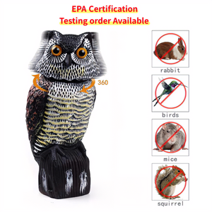 Répulsif d'<span class=keywords><strong>oiseaux</strong></span> hiboux réaliste en PE, écologique, anti-UV, étanche, avec tête rotative à 360° à énergie éolienne <span class=keywords><strong>pour</strong></span> balcon d'appartement - Product Image 1
