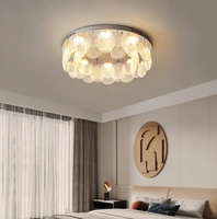 Plafonnier rond à montage en surface, design moderne, décoration intérieure, chambre à coucher, verre doré de luxe, éclairage LED moderne pour salon