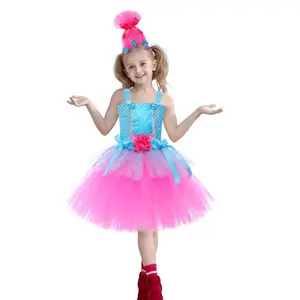 Vestido tutu de anime para meninas dançarinas, vestido de princesa Bobby Cosplay para palco de Páscoa, azul e rosa