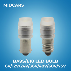 <span class=keywords><strong>Ampoule</strong></span> <span class=keywords><strong>LED</strong></span> E10 de haute qualité 6V 12V 24V 48V 60V 75V BA9S 1W, éclairage d'instrument pour équipement industriel, lampe d'avertissement et indicatrice - Product Image 1
