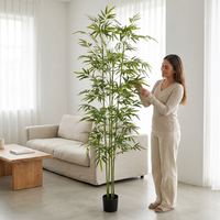 Árboles de Bambú Artificiales Verdes de 2.1 m de Altura, Plantas de Simulación Realistas para Decoración de Interiores y Exteriores de Hoteles y Centros Comerciales