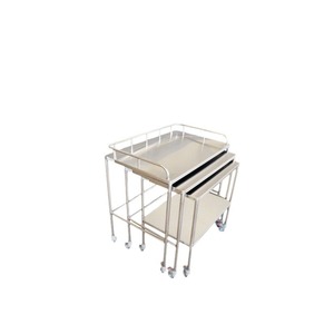 Carrito de Hospital de Acero Inoxidable 750x500x800mm, Carro de Instrumentos Médicos de Doble Capa con 4 Ruedas, Diseño Industrial Duradero - Product Image 1
