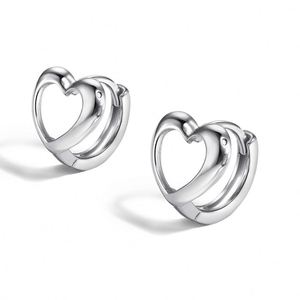 Dylam S925 <b>Silver</b> Hoop Earrings Tiny Chic Small Heart <b>Huggie</b> Hoop Earrings for Women Girls 18K Gold Plated - Product Image 1