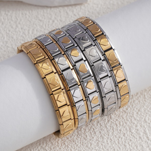 Modular Bracelet Stainless Steel Heart Pattern Unisex Jewelry DIY Accessory - Product Image 1