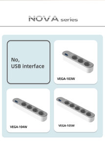 VEGA-105 16A European Standard 5 Outlets Power Strip FR-PP Material Safety Shutter Copper <b>Extension</b> <b>Socket</b> for Home & Office Use - Product Image 3