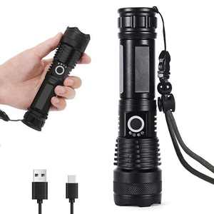 Powerful Mini LED <b>Flashlight</b> IP65 Waterproof USB Rechargeable 1000+ Lumens Aluminum Alloy Body Outdoor Use Telescopic Zoom - Product Image 6