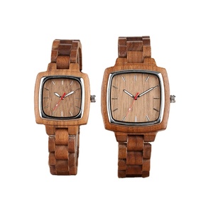 Orologio al quarzo minimalista semplice creativo orologio in noce Set regalo quadrato di lusso coppia orologi per gli amanti - Product Image 1