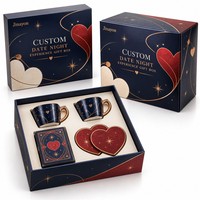 Boîte cadeau personnalisée pour une soirée romantique de la Saint-Valentin, base rigide et couvercle, emballage en papier couché CMYK, logo laminé brillant