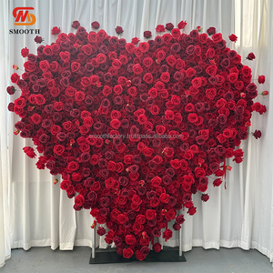 Hecho a mano suave en forma de corazón rojo rosa flor arco suave al aire libre propuesta de boda telón de fondo Día de San Valentín flores artificiales - Product Image 2