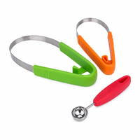 3-in-1 Nestbare Fruitlepels Set met PP Handvat, RVS Meloenballetjesmaker, Fruit Schiller, Snijder, Multifunctionele Fruitbereidingshulp