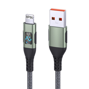 OEM 1M 2M 3M สายถัก USB AM ถึง8 Pin สาย5V 2.4A C TO L พร้อมจอแสดงผลดิจิตอล kabel USB ladekabel สำหรับ <span class=keywords><strong>iPhone</strong></span> 14 13 <span class=keywords><strong>12</strong></span> - Product Image 5