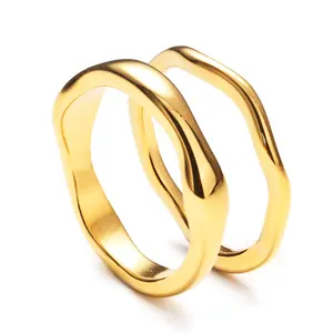 Chris April 316L golden fornitore anelli impilabili in acciaio inossidabile impilabili set di anelli per nocche ondulati in oro opaco