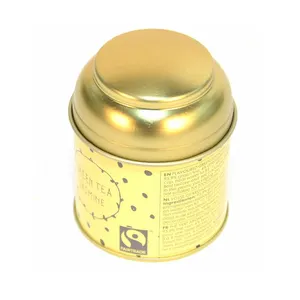Caja de hojalata sin costuras de doble tapa personalizada, embalaje de té suelto, 50g, 100g, lata de té dorado hermético, café, especias, latas de té al por mayor