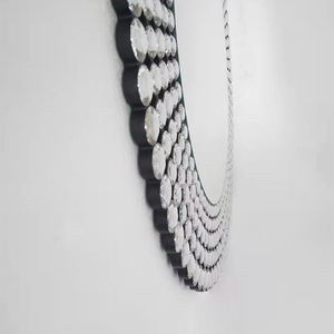 Miroir mural rond en <span class=keywords><strong>cristal</strong></span> concassé de style contemporain pour chambre à coucher, avec cadre fait main, vente chaude - Product Image 4