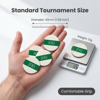 Jetons de poker professionnels durables en céramique multicolores de 43 mm et 12 g, imprimés UV HD, surface lisse, avec dénomination, pour club de casino