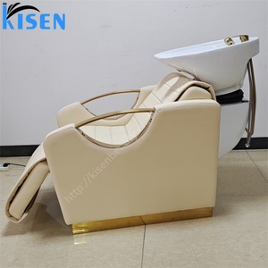 KISEN Hair Salon Furniture Back Washing Unit Salon Ceramic Basin Beauty Electric Massage Shampoo Chair Hair Washing Shampoo <b>Bed</b> - Product Image 3