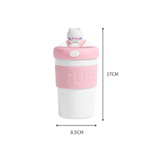 Nuevo Vaso <span class=keywords><strong>de</strong></span> Agua <span class=keywords><strong>de</strong></span> Vidrio <span class=keywords><strong>Bobo</strong></span>, Vaso <span class=keywords><strong>de</strong></span> Doble Capa con Pajita para Café, Diseño Animado, Bonito, con Asas, Vaso para Regalo, Venta al por Mayor - Product Image 5