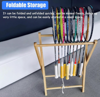 Support pliable en bambou pour raquettes de badminton, présentoir autoportant pour raquettes de sport, support de rangement pouvant contenir 10 à 15 raquettes de badminton