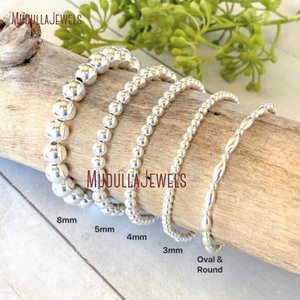 <span class=keywords><strong>Bracciale</strong></span> a sfere in <span class=keywords><strong>argento</strong></span> sterling BM33469, <span class=keywords><strong>bracciale</strong></span> a strati con perline impilabili da 3, 4, 5, 6 mm - Product Image 1