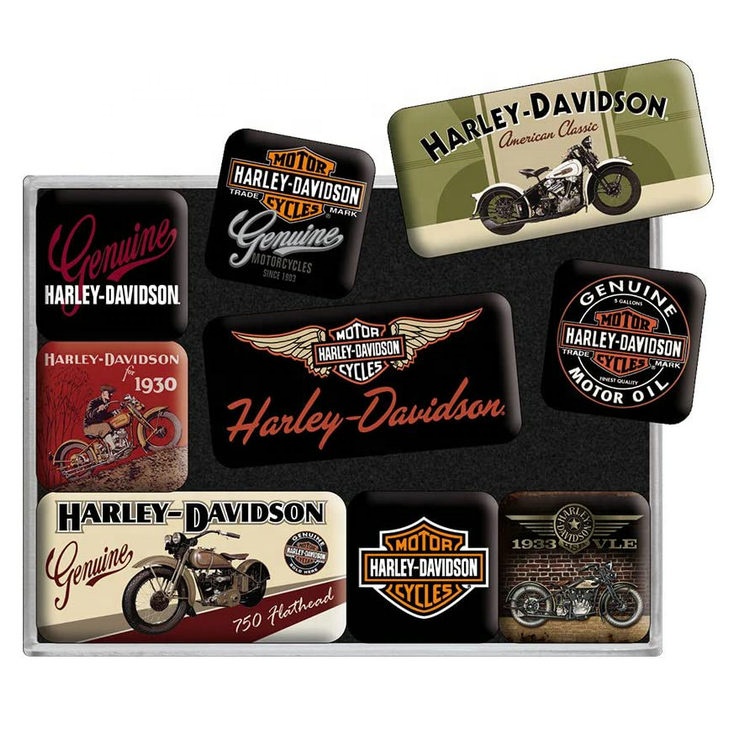 Ретро стиль магниты на холодильник Харли Дэвидсон Велосипеды подарок для мотоцикла, вентиляторы, набор магнитов для доска для объявлений в винтажном стиле 9 шт