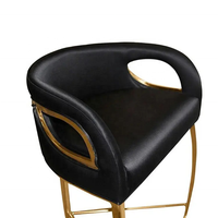 Tabouret de bar en velours royal de luxe haut de gamme en or noir Restaurant Island Bar chaise tabouret chaise haute avec pieds en cuivre pour la cuisine