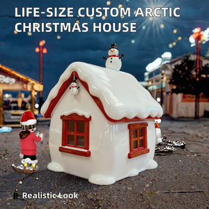 Village de Noël Arctique Religieux Personnalisé en Fibre de Verre, Sculpture Grandeur Nature Peinte à la Main, Réaliste, pour l'Affichage, Chalet du Père Noël pour la Maison - Product Image 2