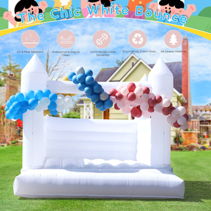 Castillo Inflable Brincolín de PVC de Grado Comercial Blanco de 13x11.5x10 Pies para Cumpleaños/Fiestas/Bodas - Product Image 4