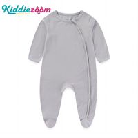 Nouveau-né bambou coton pieds combinaison hiver couleur unie bébé barboteuse sac de couchage avec Double fermeture éclair respirant bébé pyjamas