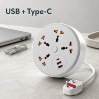 Adaptateur de voyage universel multi-pays, norme européenne, norme britannique, ignifuge, 4 prises, 2 USB-A, 1 USB-C