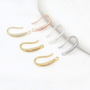 14k gold-plated, color-preserving, diamond-encrusted <b>earrings</b> with dangling loops, <b>hooks</b>, and <b>hooks</b>; handmade DIY <b>earrings</b> and - Product Image 1