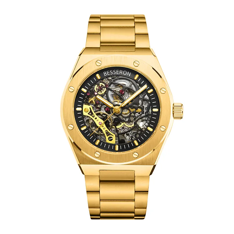 Fashion Stainless Steel Skeleton Custom Luxury Water Resistant Automatic Mechanical Watches Men