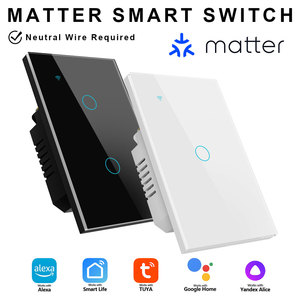 Interruptor de luz inteligente WiFi For Matter, estándar estadounidense, 1/2/3/4 botones, panel táctil de vidrio, requiere cable neutro N+<span class=keywords><strong>L</strong></span> - Product Image 1