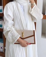 Abayas musulmanes arabes pour femmes, été 2024, en soie, manches longues, anti-rides, deux pièces, couleur unie, haute qualité, Turquie