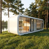 Maisonnette en bois préfabriquée modulaire Apple Cabin House 5,8m*2,2m*2,5m, design moderne pour usage en station balnéaire