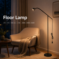 Lámpara de Pie con Brazo Flexible, Luz de Lectura con 3.5W, 3 CCT, Regulable, para Dormitorio, Sala de Estar, Foco Ajustable