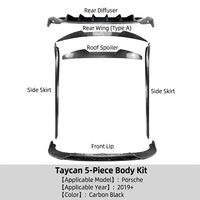 Kit de modification de voiture pour Porsche Taycan 2019+ en plastique ABS : Lame avant, jupes latérales, diffuseur arrière, becquet de coffre, becquet de toit