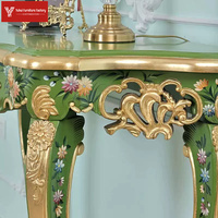 Console d'entrée de luxe en bois massif sculpté de style européen classique, table décorative pour salon