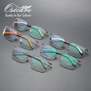 Monturas de Gafas de Alta Gama sin Tornillos para Hombre, Lentes Ópticas Naranjas, Diseño de Gafas, Lentes de <span class=keywords><strong>Moda</strong></span> Mixtas Ópticas Completas - Product Image 5