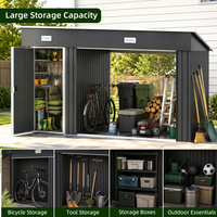 Abri de jardin métallique vert foncé résistant aux intempéries, armoire à outils verrouillable, abri pour vélos, kit pour entrepreneurs en aménagement paysager, vente en gros
