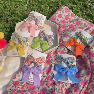 Conjunto de <span class=keywords><strong>2</strong></span> uds. De horquillas con lazo Floral para niños, tocado para niños, flequillo lateral impreso, Clip, accesorios para el cabello de moda - Product Image 2