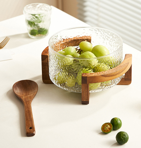Eco-Friendly Large Glass Salad Bowl with Elegant Acacia Wood Base Durable and Elegant for Family Gatherings and Parties - Product Image 6