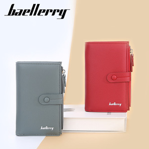กระเป๋าสตางค์ผู้หญิง Baellerry หนัง PU ขนาดกลาง ช่องใส่บัตรหลายช่อง พร้อมซิปและตัวล็อค สีแดง ขนาด 7 นิ้ว - Product Image 3