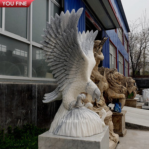 Statues d'aigle <span class=keywords><strong>en</strong></span> marbre blanc sculptées à la main YOUFINE, grandes, avec serpent, pour la décoration de la propriété et du jardin - Product Image 3