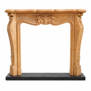 Traditional Marble <b>Fireplace</b> Mantel With Ornate Carving Cloudy Rosa Stone Indoor Wood Burning Hearth For Dining Room - Product Image 2