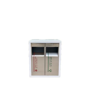 Outdoor Stainless Steel Waste <b>Bin</b> 90x45x95cm Sorting Recycling <b>Bin</b> For Streets Parks Residential Areas - Product Image 5