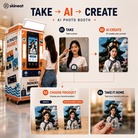 Borne photo selfie, distributeur automatique, kiosque d'impression d'aimants photo IA, pour créer des aimants de réfrigérateur personnalisés pour événements et centres commerciaux