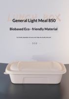 Contenedor de Alimentos Desechable Biodegradable de 224x128x64mm y 850ml, Apto para Microondas, Hecho de Almidón de Maíz, para Uso en Restaurantes