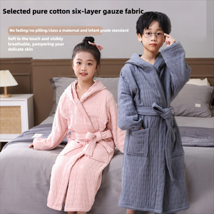 <span class=keywords><strong>Accappatoio</strong></span> con Cappuccio in Puro <span class=keywords><strong>Cotone</strong></span> per Bambini, Sei Strati Spessi in <span class=keywords><strong>Spugna</strong></span>, Assorbente e Morbido, Pigiama Invernale per Ragazzi e Ragazze - Product Image 5